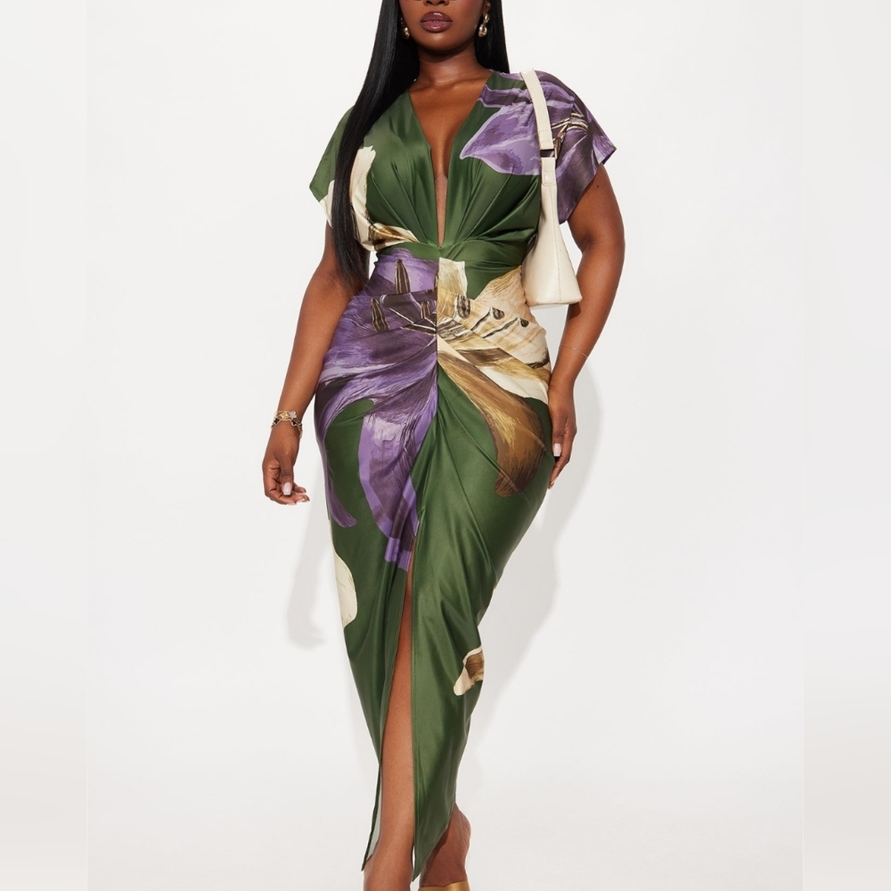 Fashion Nova Kamryn Short Sleeve Maxi Dress